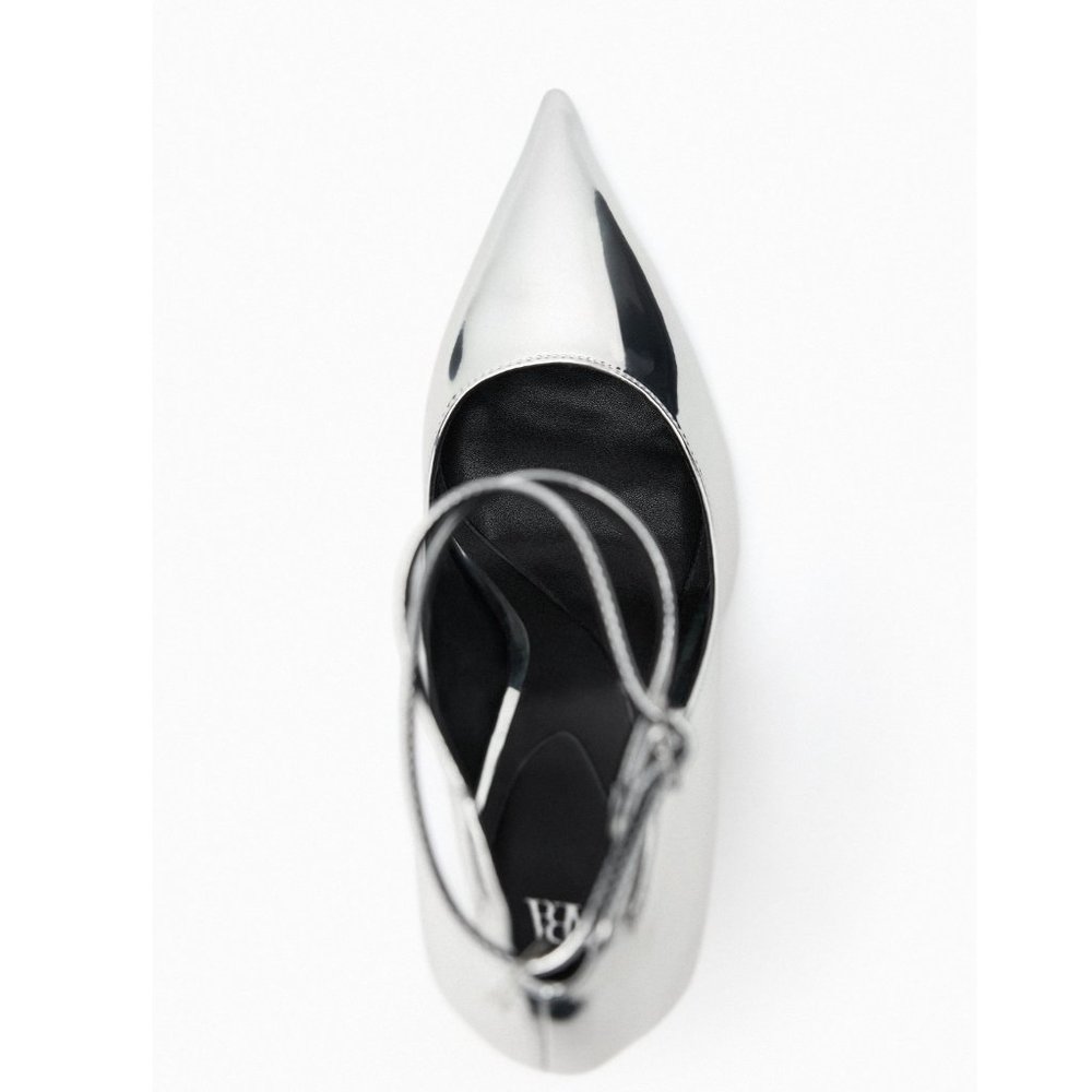 Zara Metallic High Heels Silver NWT - Picture 11 of 14